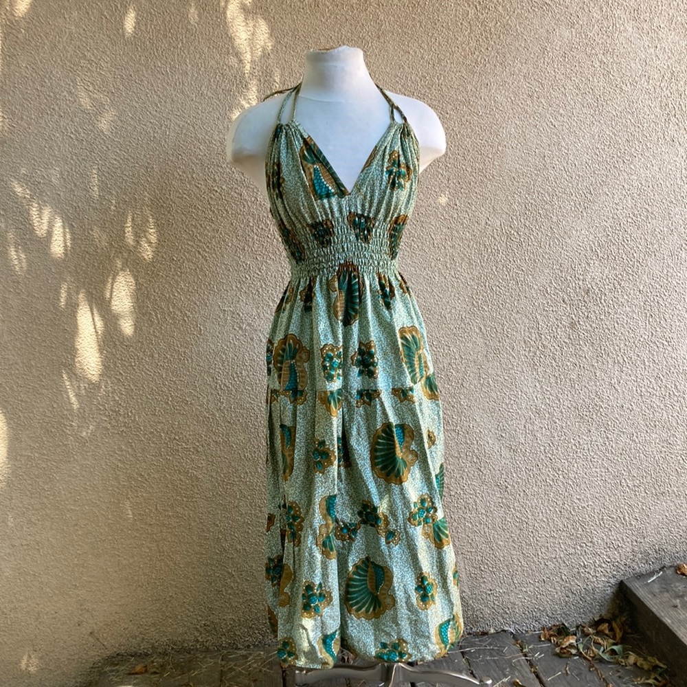 Made in Ghana Cotton Halter Tiered Midi Dress